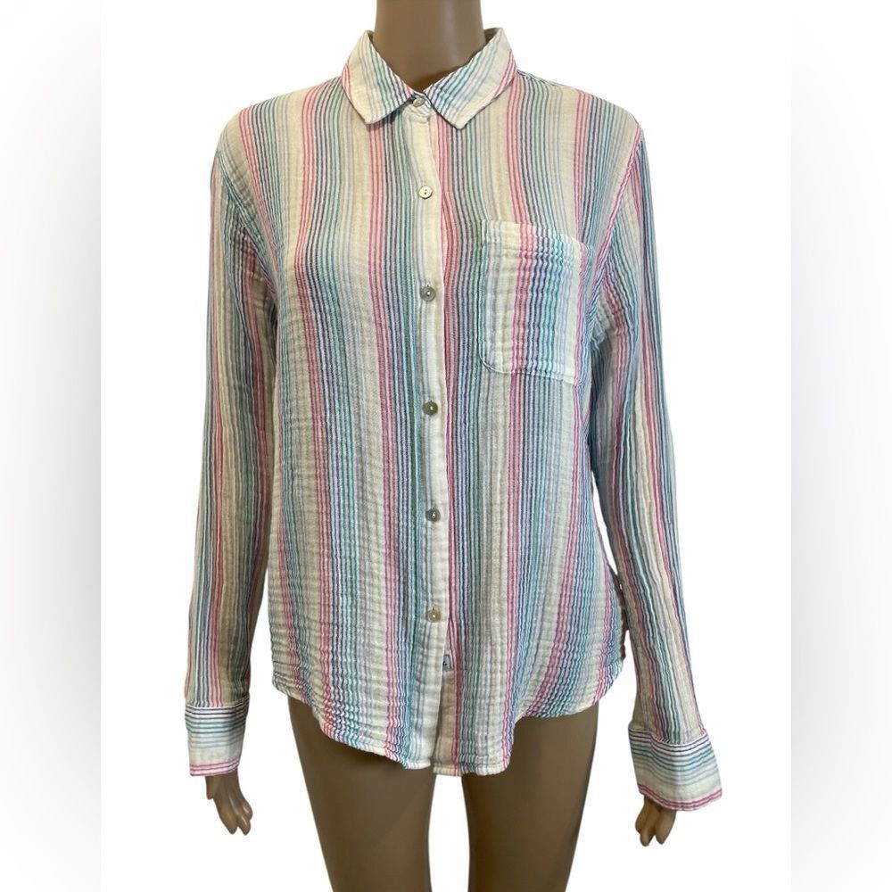 Rails Ellis Striped Multicolor Button-Up Long Sleeves Women's Blouse Top size M